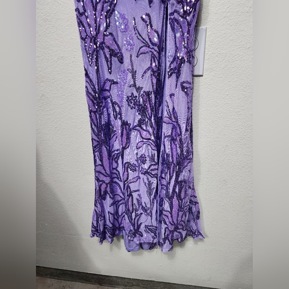 Lulus Shimmering Icon Lavender Sequin Lace-Up Strapless Maxi Dress M Party Prom - Picture 8 of 12